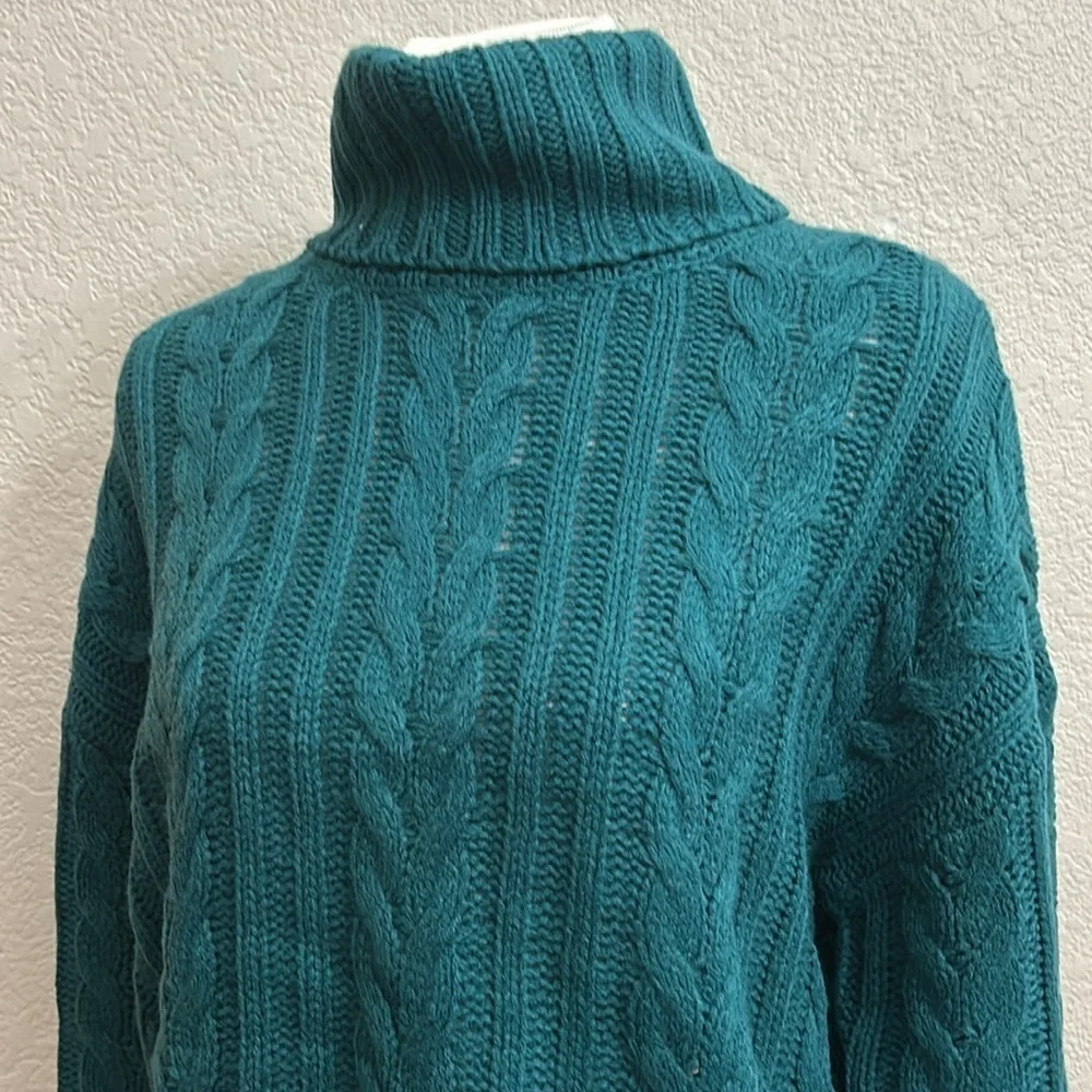 NWT Olive + Oak Green Chunky Crop Turtleneck Sweater